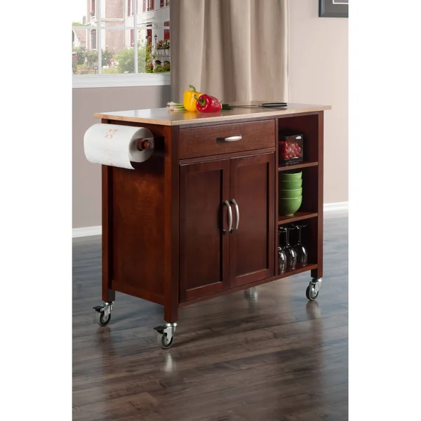 Winsome Wood Mabel Kitchen Cart Walnut/Natural - 94843, Walnut