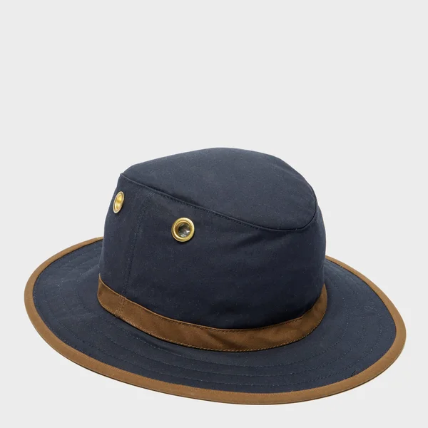Tilley TWC7 Outback Waxed Cotton Hat 7 Navy - Brown Tan
