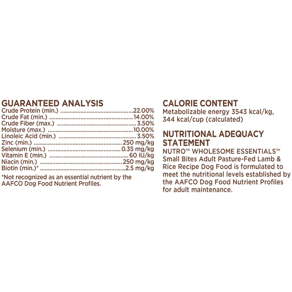 Nutro Natural Choice Dog Food, Lamb & Brown Rice Recipe, Small Bites, Adult Dog - 30 lb