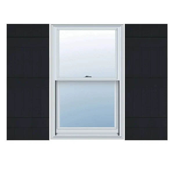17 1/2 inchw x 74 inchh Lifetime Vinyl - Custom Five Board Joined (3 Batten), Board-n-Batten Shutters, w/Shutter-Loks (Per Pair)