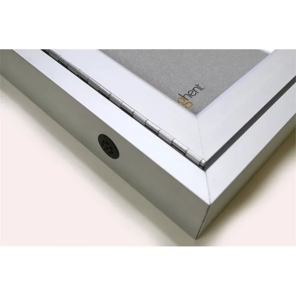 Ghent 36x22x30x22 1-Door Satin Alum Frame w/Illuminated Headliner Enclsd Vinyl Bulletin Board - Berry