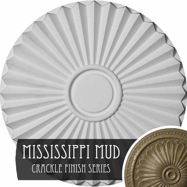 19 3/4 inchod x 1 3/8 inchp Shakuras Ceiling Medallion (FOR Canopies Up to 5 inch) - Hand-Painted Mississippi Mud Crackle