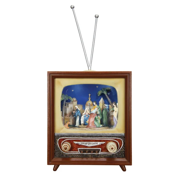 Set of 2 Brown and Beige Christmas Nativity TV 14.75x22