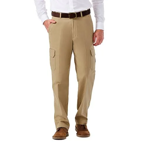 Haggar Men's Stretch Comfort Cargo Expandable-Waist Classic-Fit Pant