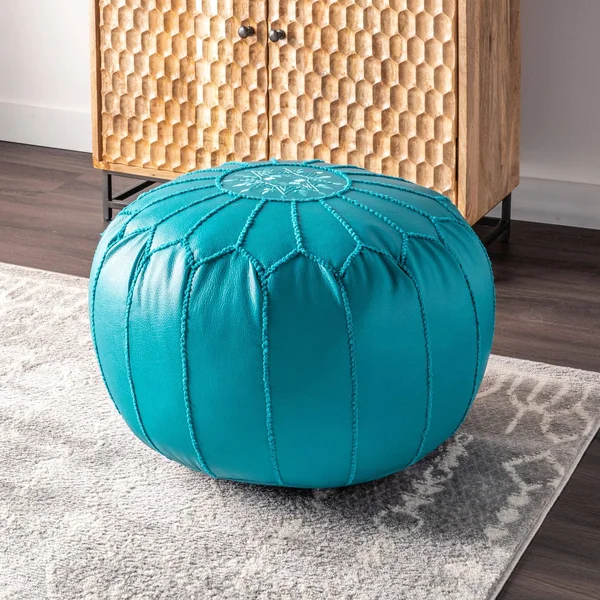 nuLOOM Classic Moroccan Lightweight Faux Leather Ottoman Pouf - Brown
