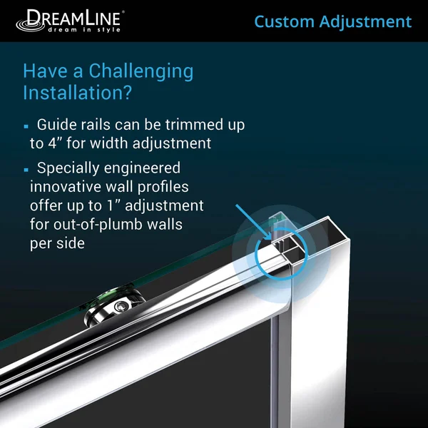 DreamLine SHDR-0948720-01 Infinity-Z Frameless Sliding Shower DOOR - 44 to 48-Inch, Chrome Finish