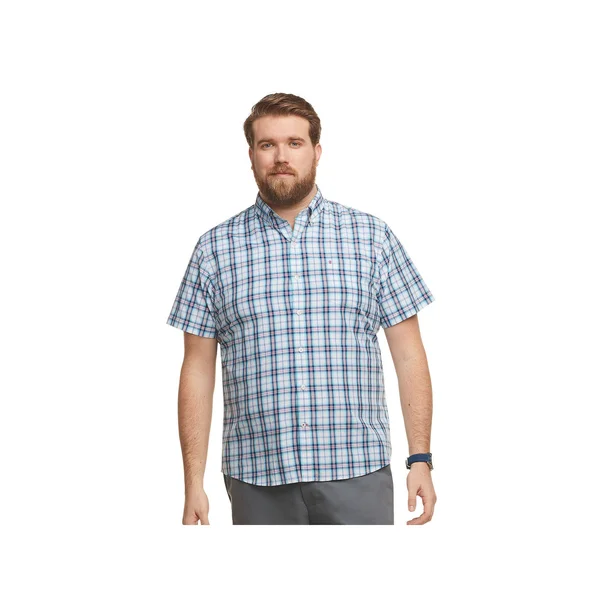 Izod Big and Tall Mens Short Sleeve Button-Down Shirt - Large Tall, Blue