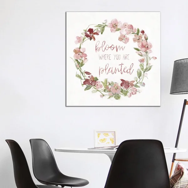 iCanvas Blush Springtime Wreath I by Sally Swatland Canvas Print - 18x18x0.75