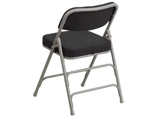 Flash Furniture Hercules Series Premium Curved Triple Braced & Double Hinged Black Pin-Dot Fabric Metal Folding Chair with B