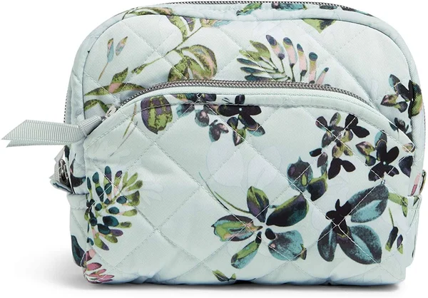 Vera Bradley Women's Performance Twill Medium Cosmetic Bag Seawater Blooms