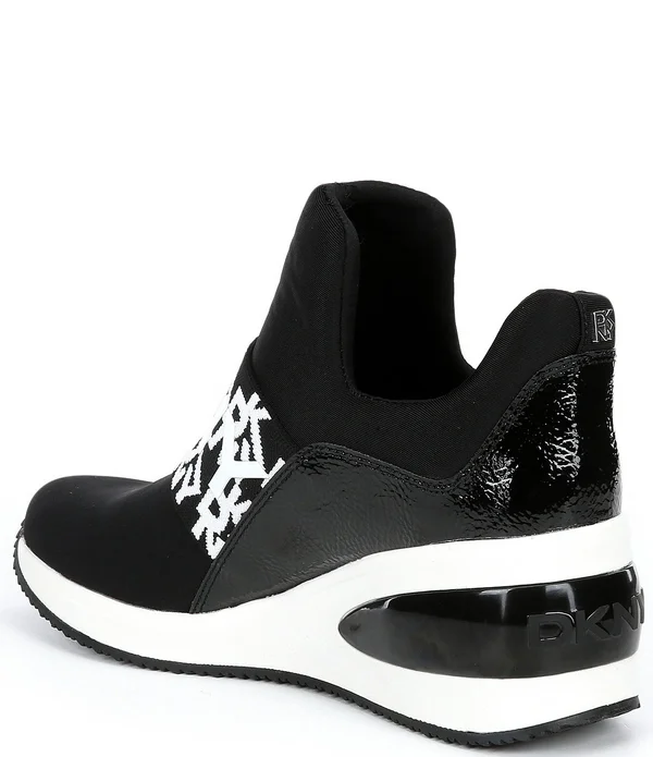 Dkny Borg Logo Print Strap Slip-On Wedge Sneakers - 9M