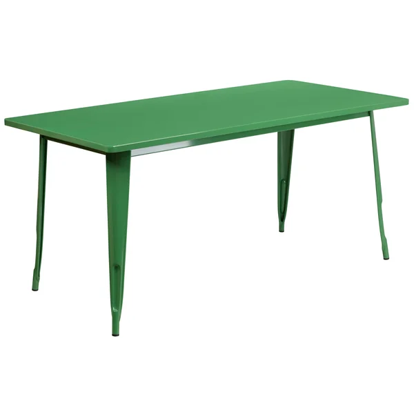 Flash Furniture Rectangular Metal Indoor Table - Green