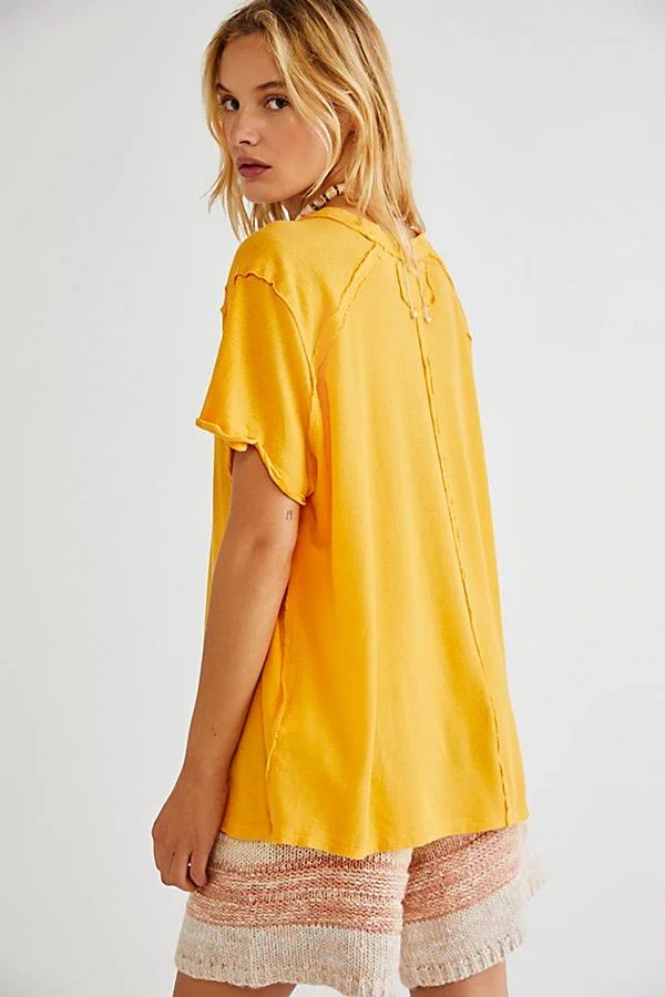 Care FP BF Tee by We The Free at Free People in Golden Pollen, Size: Xs