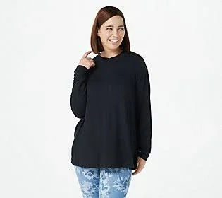 Isaac Mizrahi Live! Soho French Terry Relaxed Knit Top - Size 4X, Black