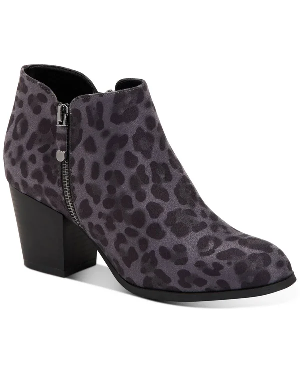Style & Co Masrinaa Ankle Booties, Created for Macy&s - Grey Leopard - Size 8.5M
