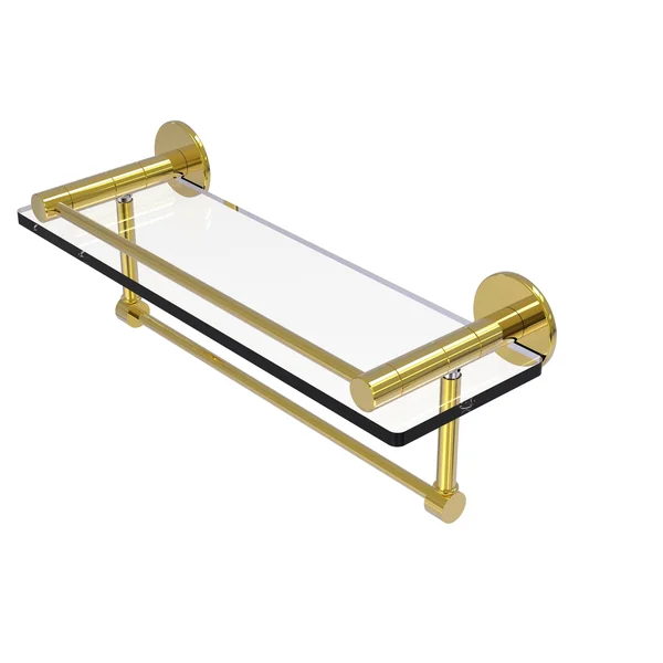 Allied Brass Fresno 16 in. Glass Shelf with Vanity Rail and Integrated Towel Bar