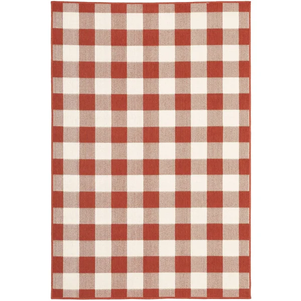 1&10x22x2&10x22 Madeline Plaid Check Rug Red/Ivory - Captiv8e Designs