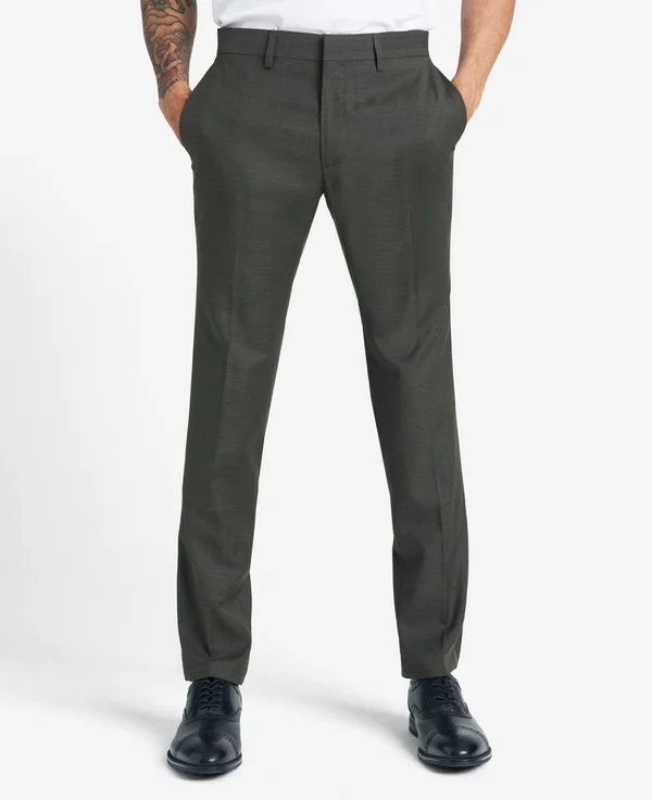 Kenneth Cole Reaction Men's Extra Slim-Fit Stretch Micro Check Houndstooth Dress Pants - Chocolate