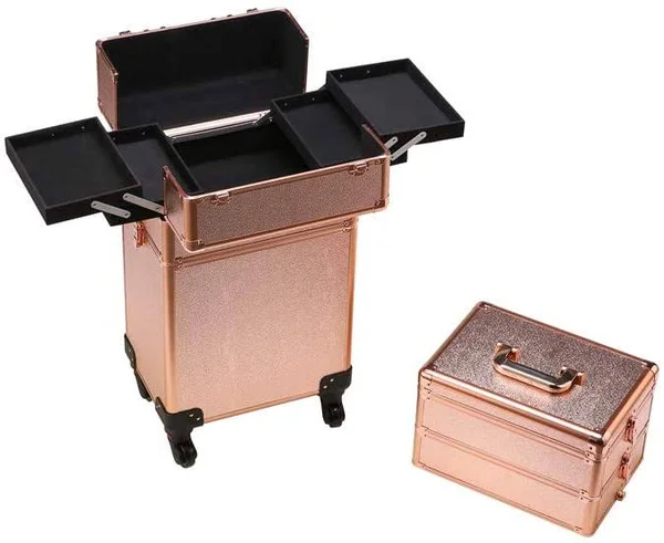 Train Case Rolling5-in-1 Portable makeupprofessional Cosmetic Organizer Makeup Traveling