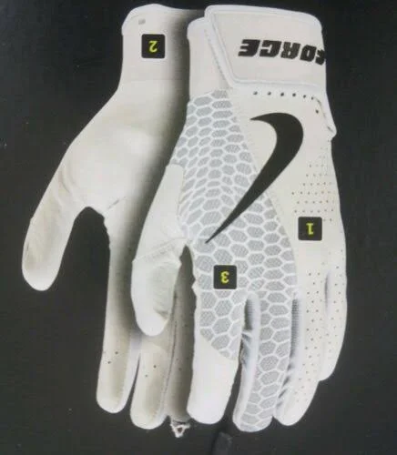 Nike Youth Force Edge Batting Gloves White/Black Large
