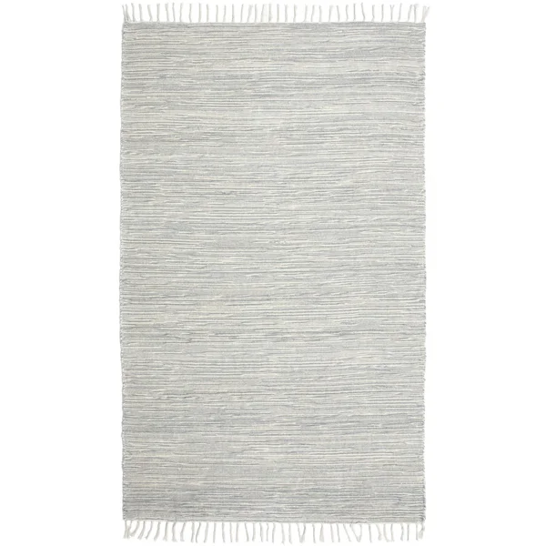 Grey Complex Chenille Flat Weave Cotton Rug - Grey 5& x 8&