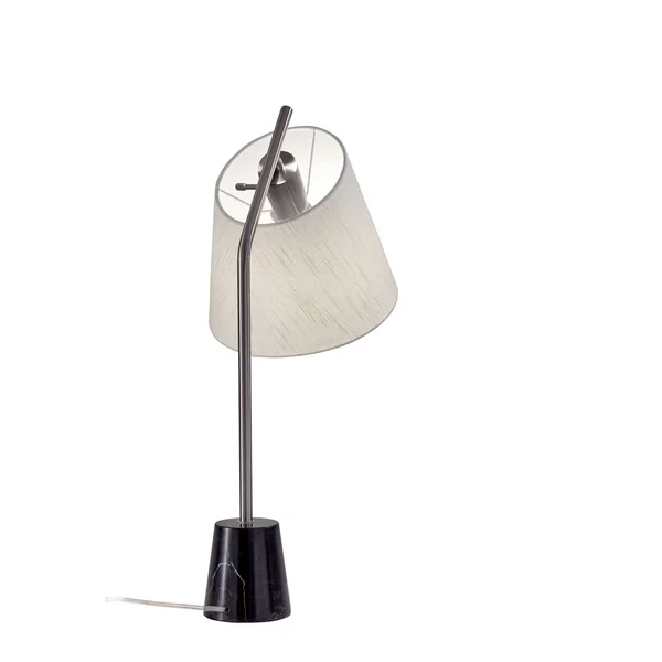 Adesso Dempsey 25 inch Brushed Steel and Black Marble Table Lamp