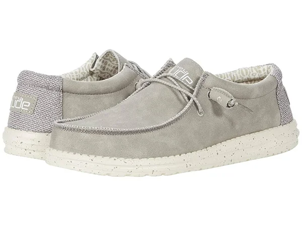 Hey Dude Wally Recycled Leather Men's Shoes Silver Birch : 14 M