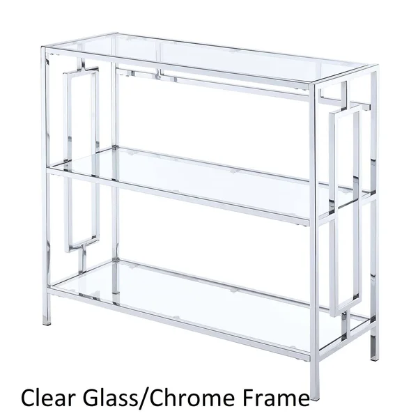 Silver Orchid Abeles Square Chrome 3-Tier Bookcase