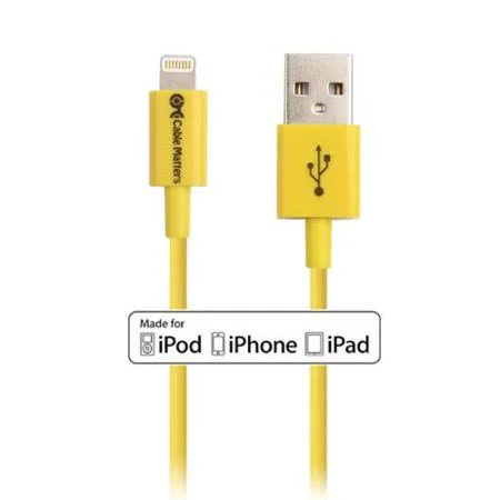 [MFi Certified] Cable Matters 10-Pack USB to Lightning Cable in Yellow 6.6 feet/2 Meters - Size: 6'