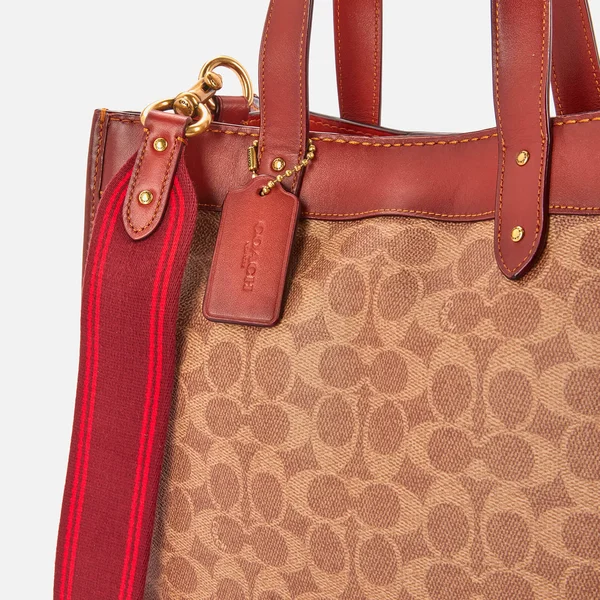 Coach Signature Carriage Coated Canvas Field Tote - Tan Truffle Rust/brass