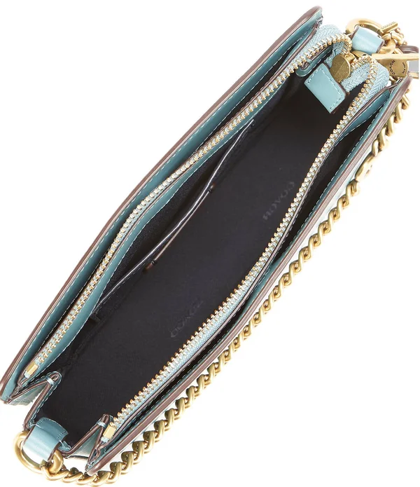 Coach 78801 Refined Calf Leather Signature Chain Crossbody Bag, Everglade