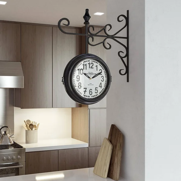 Yosemite Home Decor Double Sided Wall Clock - Black