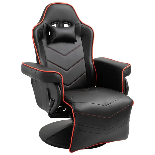 Vinsetto Home Comfortable Office Video Game Sofa Swivel Chair with A Strong Ergonomic Design & Quality Material - Black