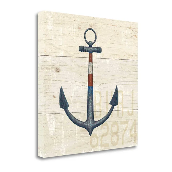 Tangletown Fine Art 'Nautique III' by James Wiens Painting Print on Wrapped Canvas, Beige