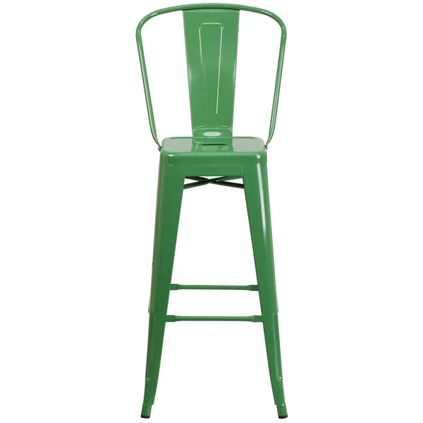 Flash Furniture 30x22 High Green Metal Indoor-Outdoor Barstool with Back