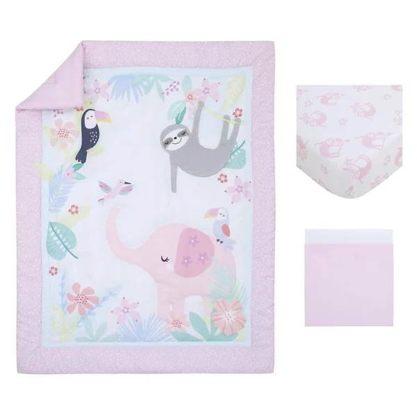 Little Love by NoJo Tropical Garden Crib Set - 3PC, 34" x 43"