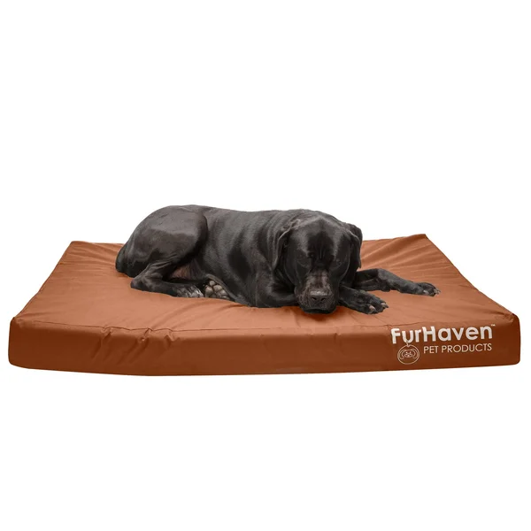 FurHaven Logo Indoor/Outdoor Deluxe Full Support Orthopedic Dog Bed - Jumbo Plus, Chestnut