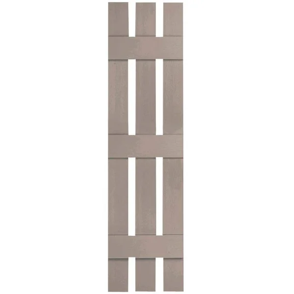12 inchw x 57 inchh Lifetime Vinyl, Custom Three Board Spaced (3 Batten), Board-n-Batten Shutters, Clay