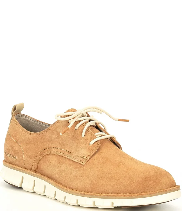 Cole Haan Men's Zerogrand Stitch Suede Oxfords - 8, Tan
