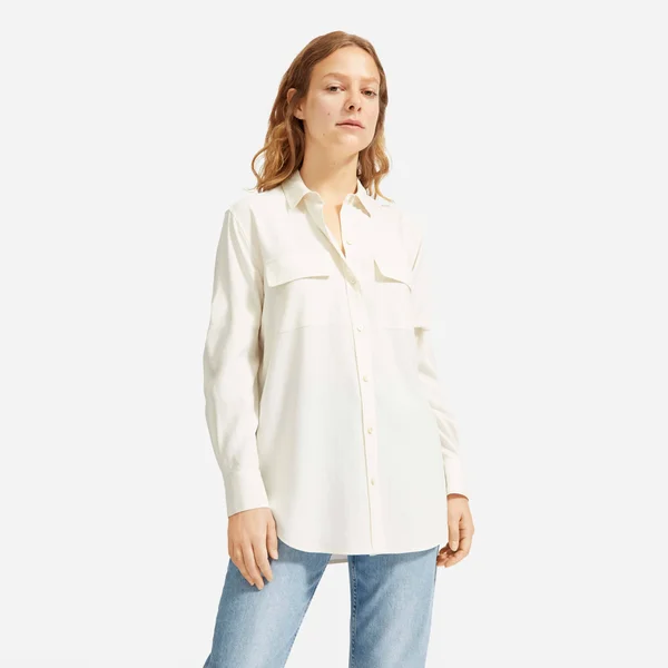 Women's Washable Silk Relaxed Shirt by Everlane in Bone, Size 00