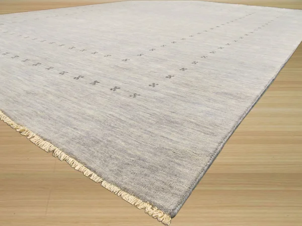 Handmade Wool Gray Traditional Solid Lori Baft Rug, Size: 3& x 5&