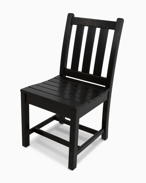 POLYWOOD TGD100BL Black Traditional Garden Dining Side Chair