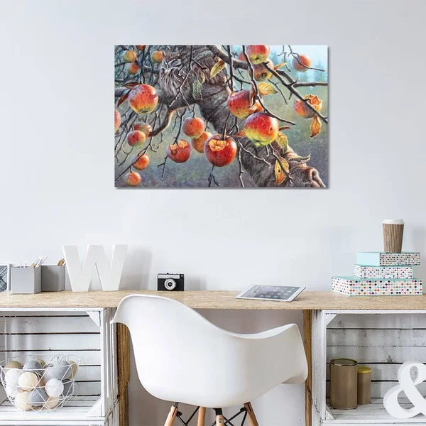 Cynthie Fisher Canvas Prints - Owl and Apples ( Food & Drink > Food > Fruits > Apples art)