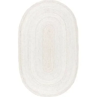 Malaysia Hand Braided Jute Off White Area Rug Rug Size: Oval 3& x 5&