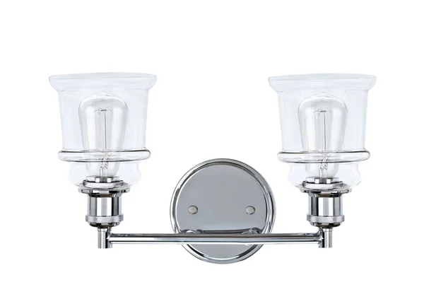 Aspen Creative 62124 Two-Light Metal Bathroom Vanity Wall Light Fixture 14 1/2x22 Wide Transitional Design in Chrome with Clear
