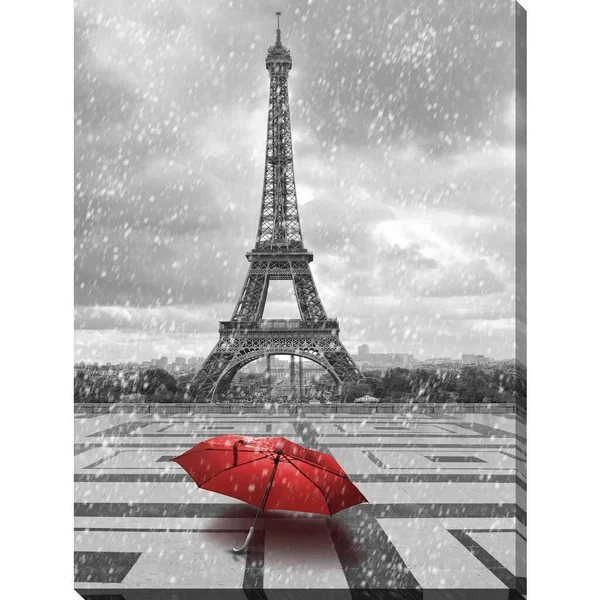 Picture Perfect International Umbrella in Paris Giclee Print Canvas Wall Art - 24 Inches x 36 Inches x 1.5 Inches