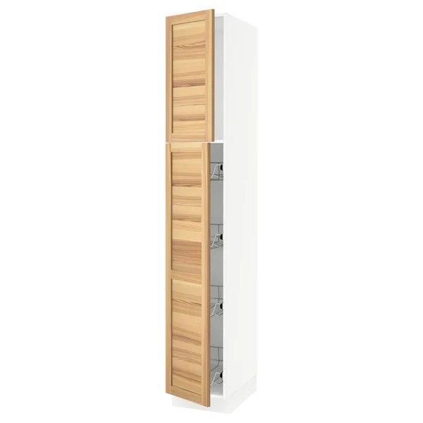 IKEA - SEKTION High Cabinet W door/wire Baskets - white/Torhamn Ash, 15x24x90 99369386