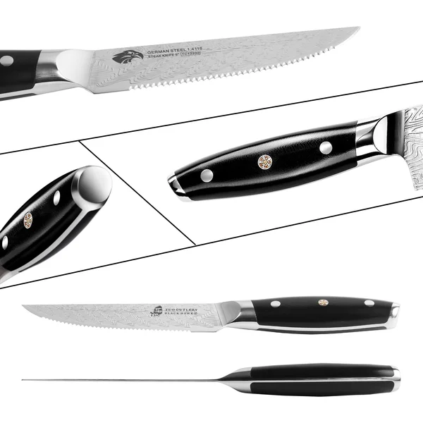 Highly Recommend 4-Pcs Serrated Steak Knife Set-Black Hawk-S, Tuo Cutlery