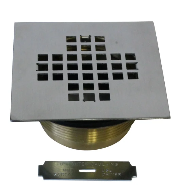 Westbrass 2x22 Brass Shower Drain with 4-1/4x22 Square Cover Satin Nickel D206BS-07