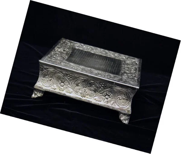 GiftBay Creations 751-18s-ama Wedding Square Cake Stand 18-inch Silver